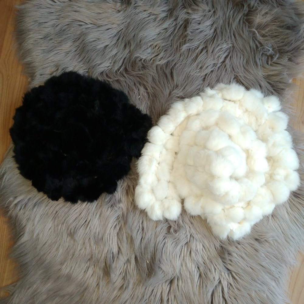 rabbit fur pom pom scarves - Picture 2 of 11